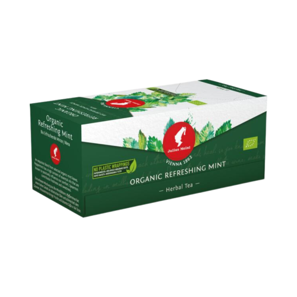 Julius Meinl  BIOTee Pfefferminze, Kräutertee, 25 Teebeutel im Kuvert pro Packung